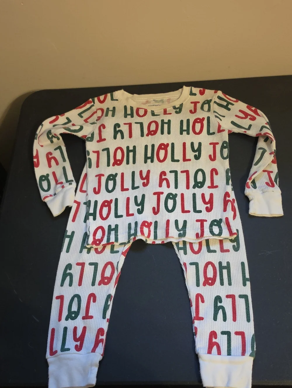 Carters Boys Holly Jolly Waffle Christmas Pjs. In EUC